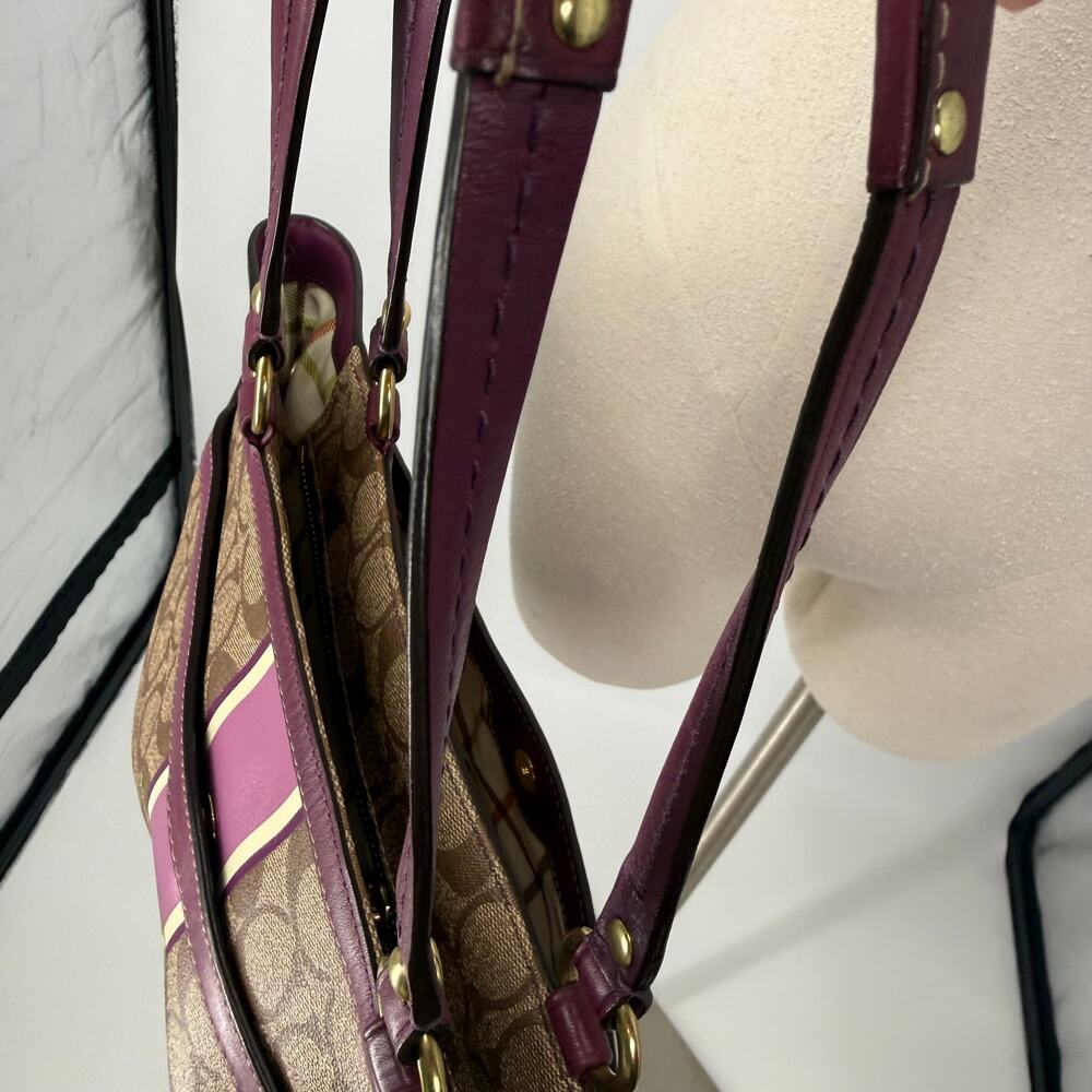 Coach Chelsea Heritage Signature Stripe Tote Bag Lilac Vintage Classic Y2K VTG - Picture 14 of 15